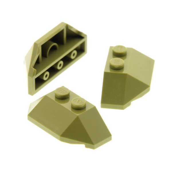 3x Lego Schräg Stein oliv grün 2x4 Keil Stein 6016475 47759