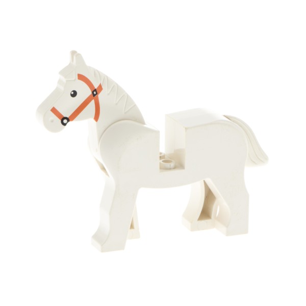 1x Lego Tier Pferd creme weiß Augen Zügel Zoo Zirkus Ritter Cowboy 4493c01pb04