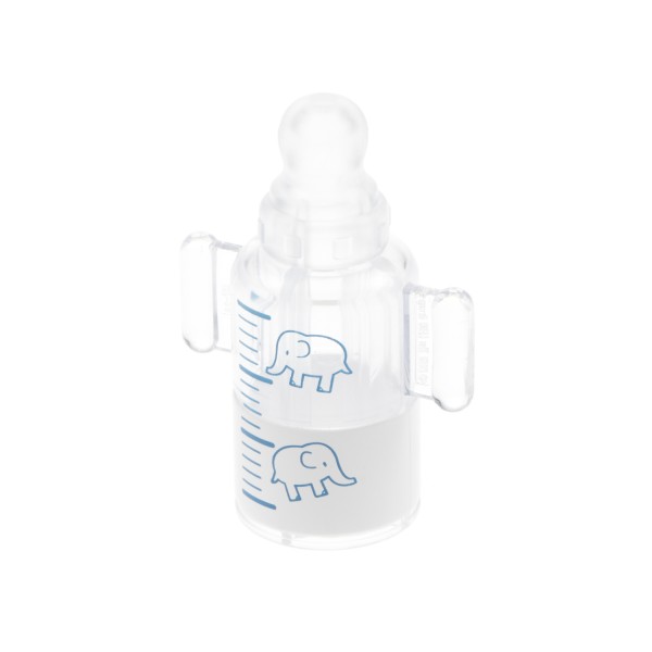 1x Lego Duplo Geschirr Baby Flasche transparent weiß bedruckt Elefant 98196pb01