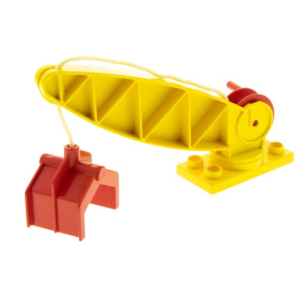 1x Lego Duplo Dreh Platte Kran Arm gelb B-Ware abgenutzt Winde Schaufel 4567c01