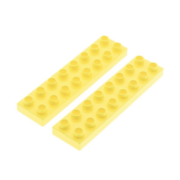 2x Lego Duplo Bau Platte bright hell gelb 2x8 Stein für Set 9091 10500 44524