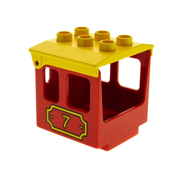 1x Lego Duplo Kabine Zug rot 3x3x3 Tafel Nr. 7 Dach gelb Lok 4543 4544pb04