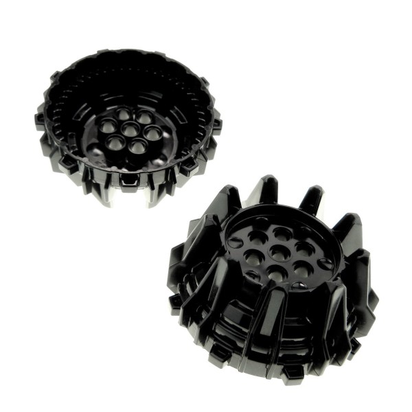 2x Lego Hartplastik Rad mit kleinen Stollen Spikes schwarz Bohrkopf 4538782 64712