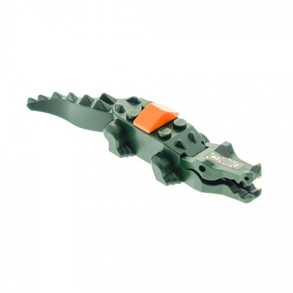 1 x Lego System Tier Krokodil dunkel grün Alligator mit Dachstein 1x1 orange Zoo Safari Jungle Crocodile Wasser Adventures 8632 6026c01pb01*
