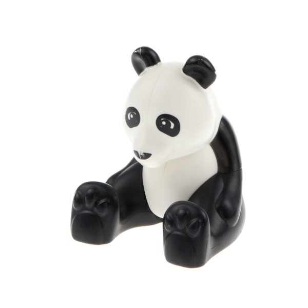 1x Lego Duplo Tier Panda Bär sitzend B-Ware abgenutzt schwarz weiß 98232c01pb01