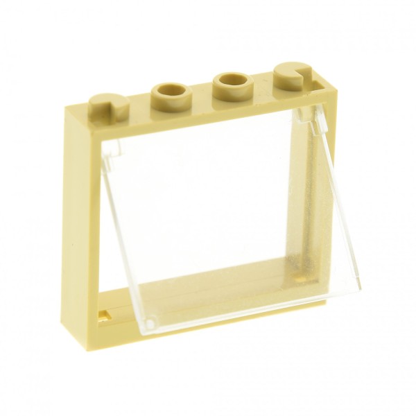 1x Lego Fenster Rahmen beige 1x4x3 Klappscheibe transparent weiß 60603 60594