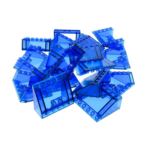 18 x Lego System Fenster B-Ware Set abgenutzt transparent dunkel blau 5x6x2 Schrägstein negativ inverted Classic Space Kanzel Cockpit Stein Set 6927 6980 6929 4228