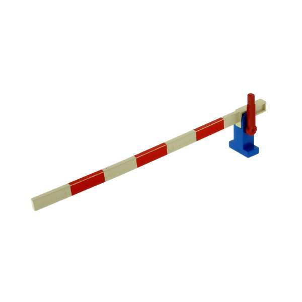 1 x Lego System Eisenbahn Schranke vergilbt weiss rot Hebel rot blau rechts Bahnübergang alte Form Set 7720 119 118 7834 815c01