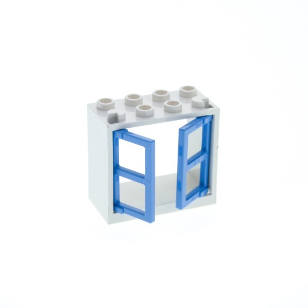 1x Lego Fenster Rahmen 2x4x3 weiß Fensterläden medium blau Haus 60608 60598