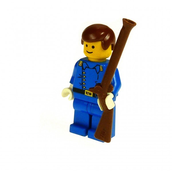 1 x Lego System Figur Kavallerie Leutnant Soldat blau mit Gewehr Wild West Western 