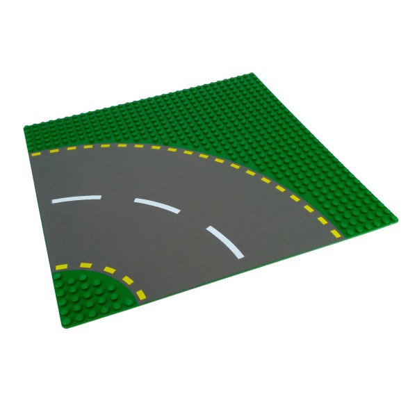 1x Lego Basic Bau Platte Straße Kurve 32x32 grün dunkel grau gelb 44342pb01