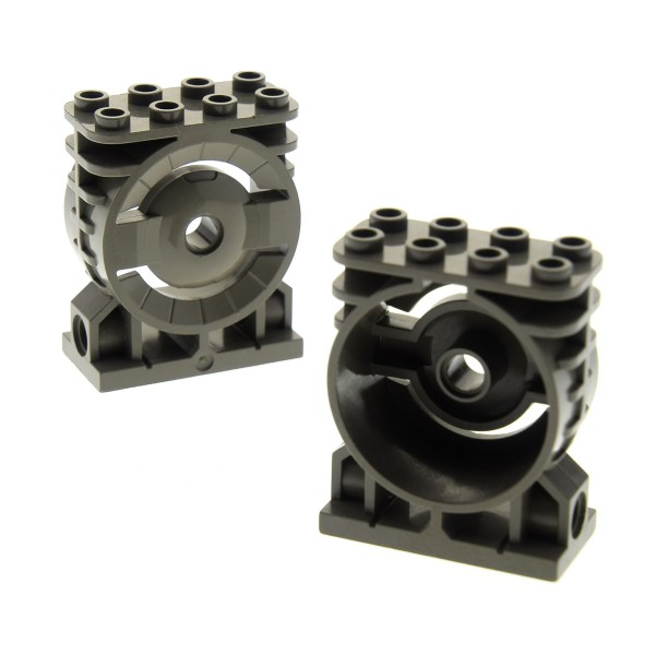 2x Lego Motorblock 2x4x4 alt-dunkel grau Maschine Aufsatz Verbinder 30535