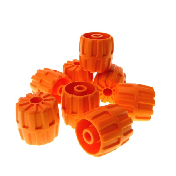 8 x Lego System Hart Plastik Rad orange klein 22mm D. x 24mm Räder Mars Mission 7693 7647 7644 6118 