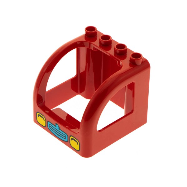 1x Lego Duplo Kabine Aufsatz 4x4x3 rot bedruckt Kühlergrill 6136541 24179pb01