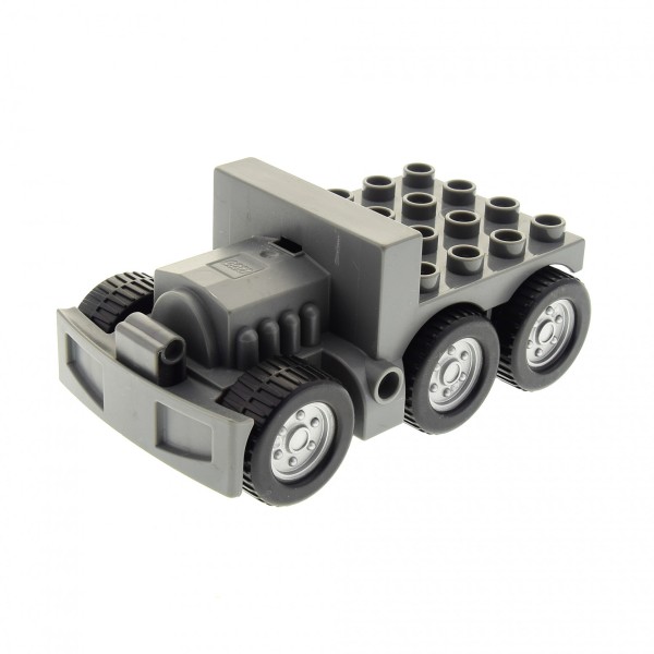 1x Lego Duplo Fahrzeug LKW Chassis B-Ware abgenutzt neu-dunkel grau 1326c01
