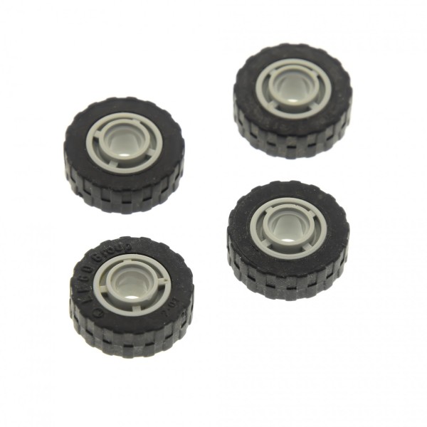 4 x Lego System Rad schwarz 17.5 x 6 Felge alt-hell grau 11mm D. x 8mm Reifen Räder komplett (42610 / 51011) 42610c01