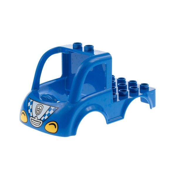 1x Lego Duplo Auto Wagen Aufbau blau 4x4 bedruckt Polizei Marke 15453pb05