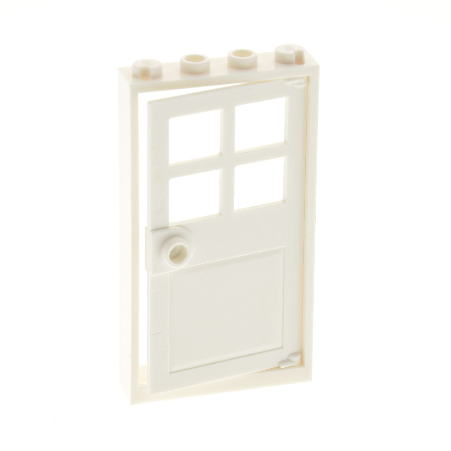 1 x Lego System Tür Blatt schwarz 1x4x5 rechts transparent weiss mit 6 Fenster G 