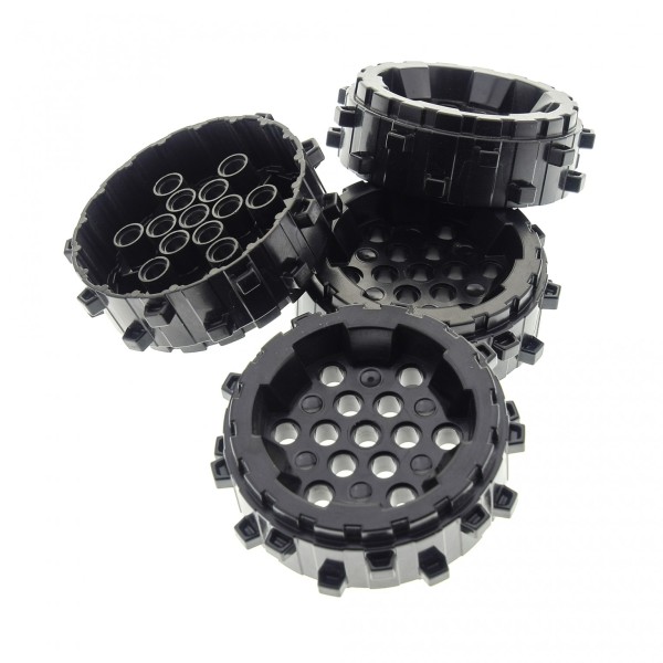 4 x Lego System Rad schwarz hart Plastik Rad mit Spikes Bohrkopf Power Miners für Set 8708 8190 5979 8059 8960 8964 4538781 64711