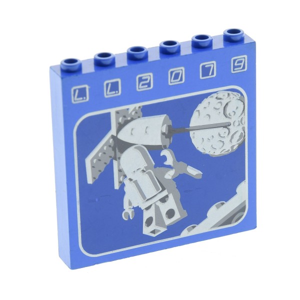 1x Lego Paneele B-Ware abgenutzt 1x6x5 blau bedruckt LL2079 Astronaut 3754p01