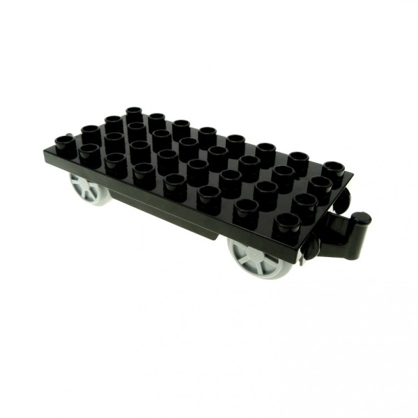 1x Lego Duplo Eisenbahn Anhänger schwarz neu-hell grau Waggon 4263159 31300c03