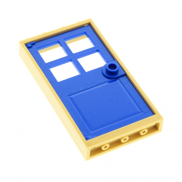 1x Lego Tür Rahmen beige 1x4x6 Tür Blatt blau 4 Oberlicht Fenster 60623 60596