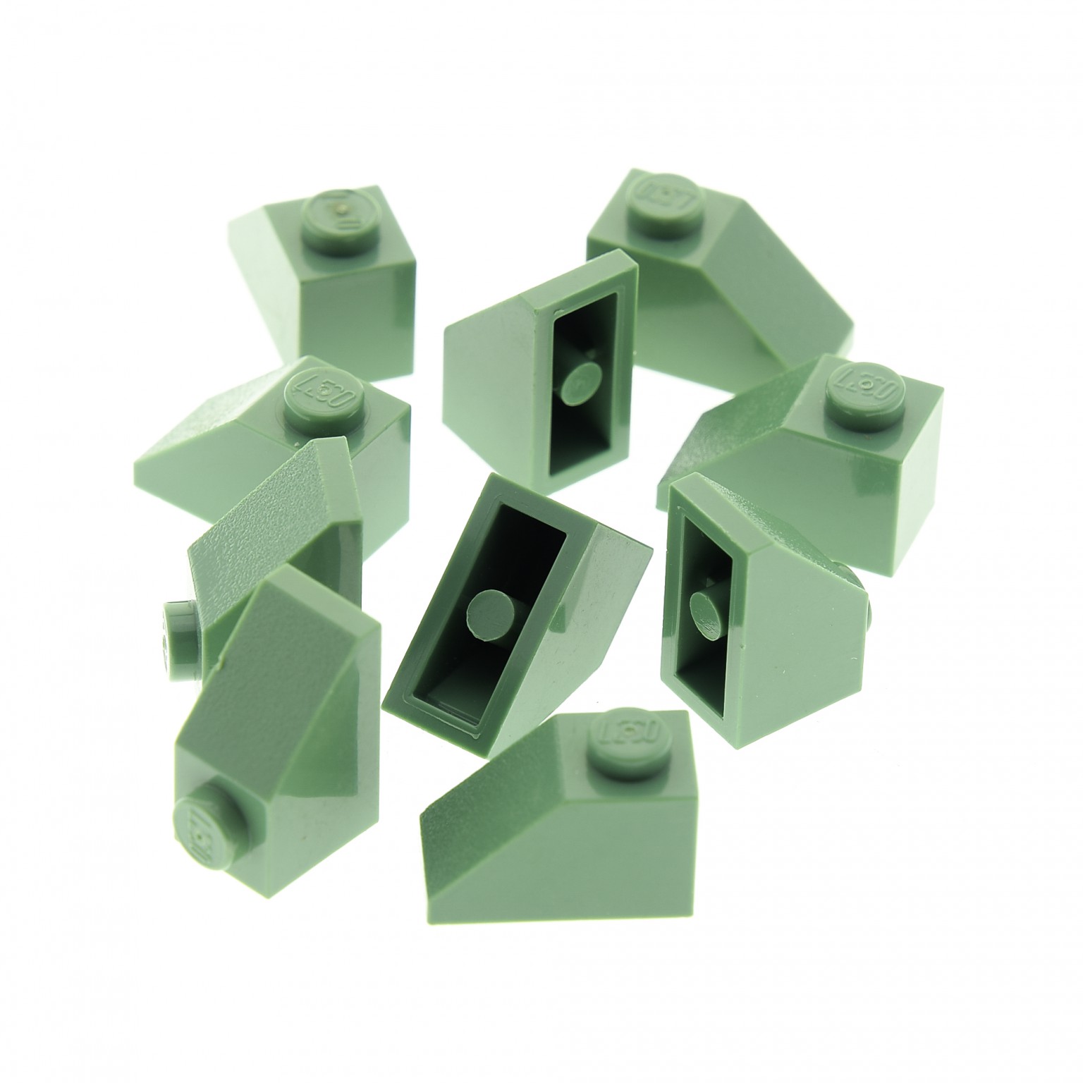 50 Lego Dachsteine Schrägsteine 2x1 1x2 grün NEU 3040 