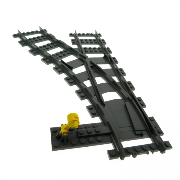 1x Lego Weiche Schiene B-Ware beschädigt dunkel grau links Steller 2866 53407