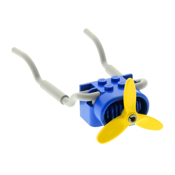 1x Lego Fabuland Flugzeug Motor blau Propeller Auspuff grau 6345 4467 4617 4616b