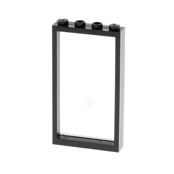 1x Lego Fenster Rahmen 1x4x6 schwarz Scheibe transparent weiß Punkt 57895 60596