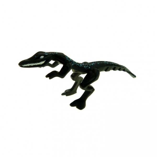 1 x Lego System Tier Dinosaurier Raptor B-Ware abgenutzt schwarz Mutant Lizard Eidechse Punkte blau Dino Attack 7294 7475 54125pb02