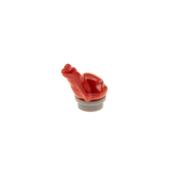 1x Lego Tier Frosch Kröte rot sitzend auf Noppe 1x1 neu-hell grau 4073 33320