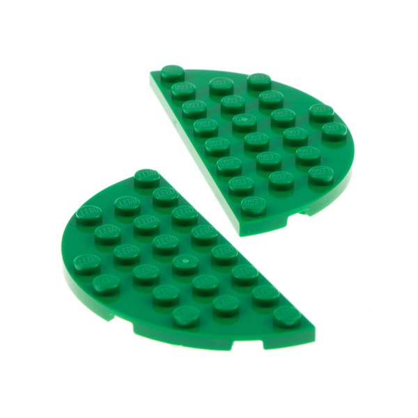 2x Lego Bau Platte halb rund 4x8 grün halb Kreis 6133767 22888