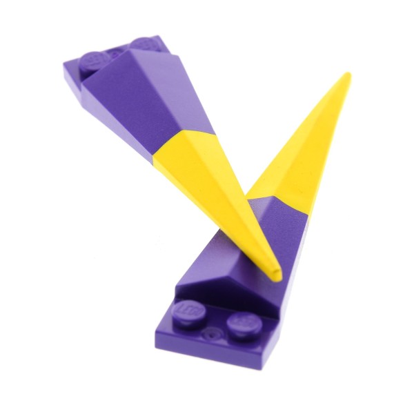 2 x Lego System Gummi Spitze dunkel lila gelb Stein flexibel Schnabel Schwanz Ende Set 8115 4521900 61406pb01