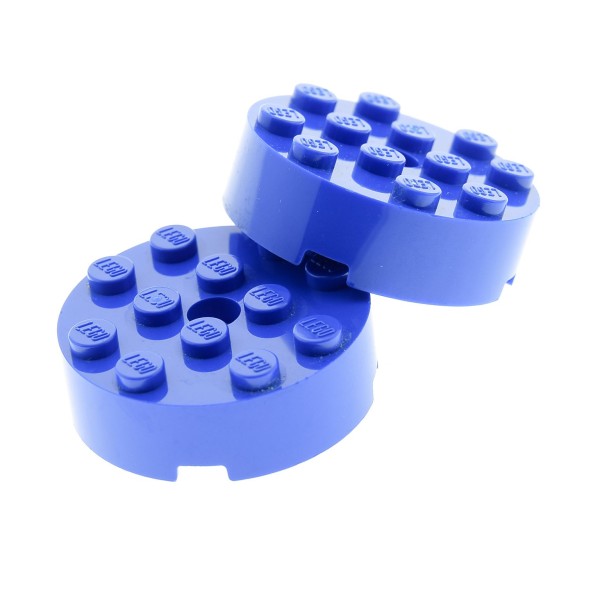 2x Lego Bau Stein 4x4x1 blau Pin Loch Rad 75293 8191 6209671 87081