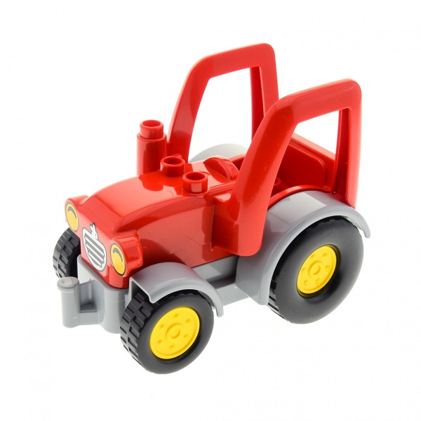 1x Lego Duplo Traktor rot hell grau Trecker Auto Bauernhof 15313c01 15581pb001
