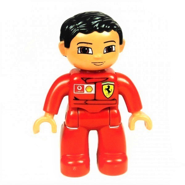 1x Lego Duplo Figur Mann rot Rennfahrer Ferrari Pilot Formel 1 47394pb027
