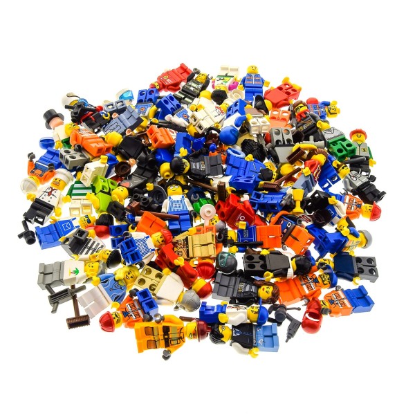 10x Lego Mini Figuren Town City Mann Frau mit Zubehör Haare Mütze bunt gemischt