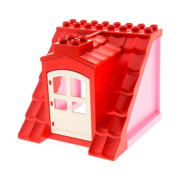 1x Lego Duplo Dach groß 8x8x8 rot Wand 1x6x8 rosa Tür weiß 31023 51383 51384c01