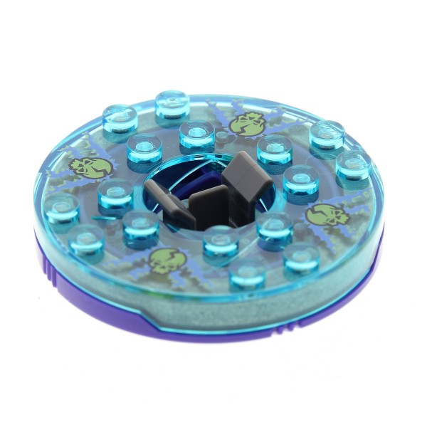 1 x Lego System Ninjago Spinner rund gewölbt 6x6 transparent hell blau violett lila Totenkopf lime hell grün mit Gleitstein Set 2175 4633935 bb493c08pb01