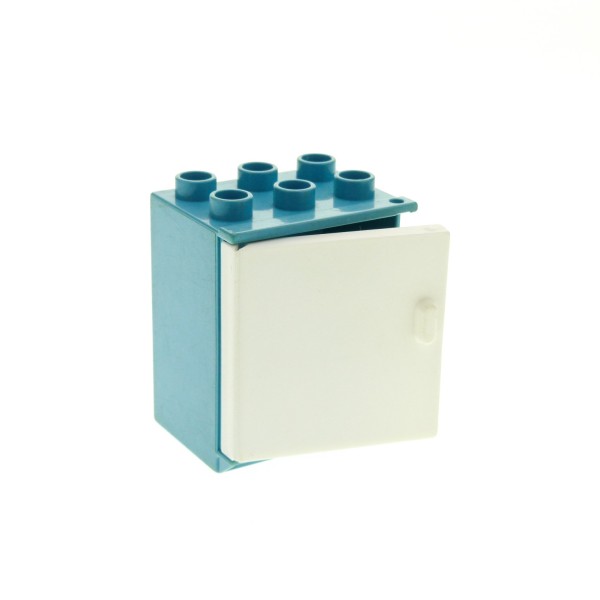 1x Lego Duplo Möbel Kühlschrank B-Ware abgenutzt hell blau weiß Schrank 4914c01