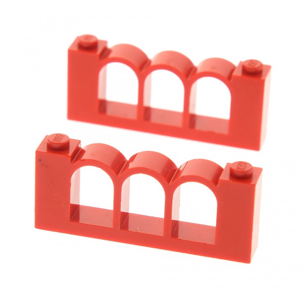 2x Lego Bogenstein rot 1x6x2 rund Bogen Brücke Castle Arch 4107572 30077