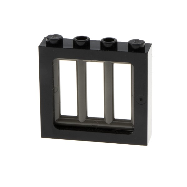 1x Lego Fenster Rahmen 1x4x3 schwarz Gitter alt-dunkel grau 6016 6556