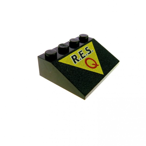 1 x Lego System Dachstein schwarz 3 x 4 33° schräg bedruckt Res-Q auf gelbem Dreieckmuster Set 5319 2962 6431 3297px15