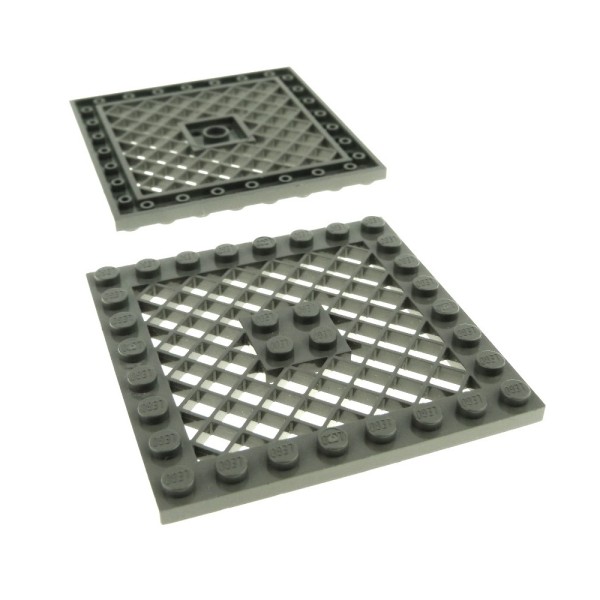 2x Lego Gitter Bau Platte 8x8 alt-dunkel grau ohne Loch Star Wars 4106872 4151