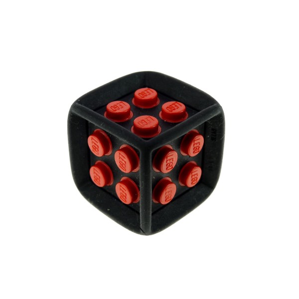 1 x Lego System Spiel Würfel schwarz rot Gummi Gehäuse (Noppen für 2x2 Fliesen) Spiele Games 64776