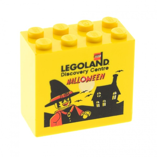 1x Lego Bau Motivstein 2x4x3 gelb Legoland Discovery Centre Halloween 30144pb066