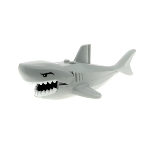 1x Lego Tier Hai B-Ware abgenutzt neu-hell grau groß Maul beweglich 62605pb01c01