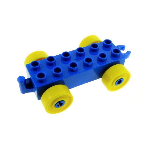 1x Lego Duplo Anhänger 2x6 blau Reifen Rad gelb Auto Zug 4107137 2312c01