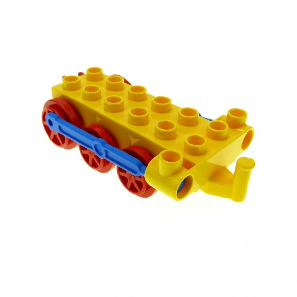 1x Lego Duplo Schiebe Lok Unterbau B-Ware abgenutzt gelb rot ohne Steg 4580c07